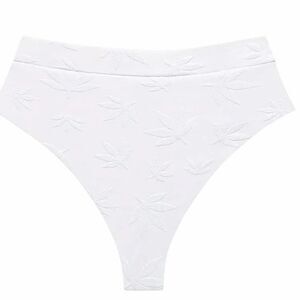 NWT Montce Mary Paulina Added Coverage Bikini Bottom White Leaf Jacquard XS